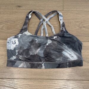 LULULEMON White Coal Tinted Canvas Super Energy Bra Active Sports Bra Size‎ 10